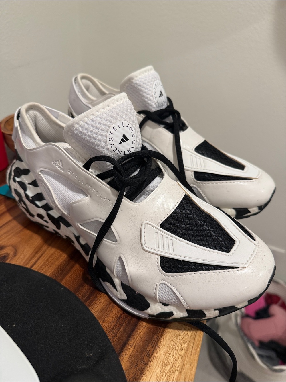 Stella McCartney White and Black Chunky Athletic Sneakers